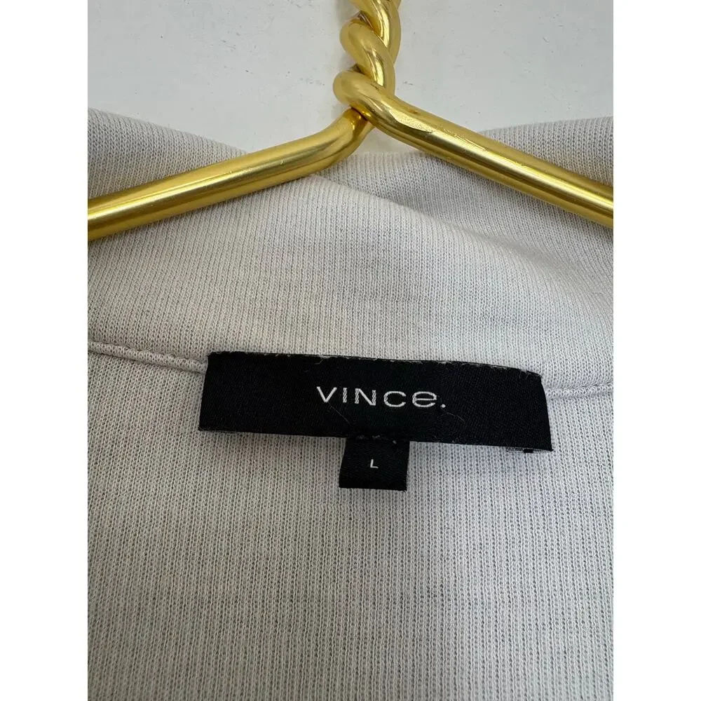 Vince Men's French Rib-Knit Quarter-Zip Heather Grey Sail Sweater Size Large